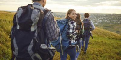 Group walking outdoors in the countryside