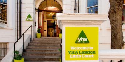 Entrance of YHA London Earl's Court hostel building