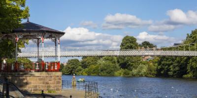 View of bandstand next to the River Dee, Chester