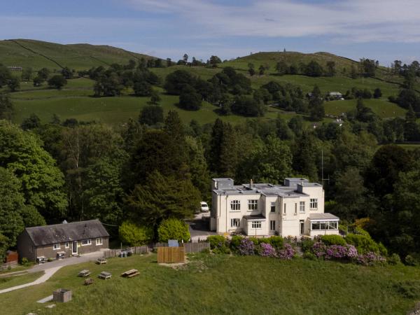 Aerial view of YHA Windermere and surrounding hills