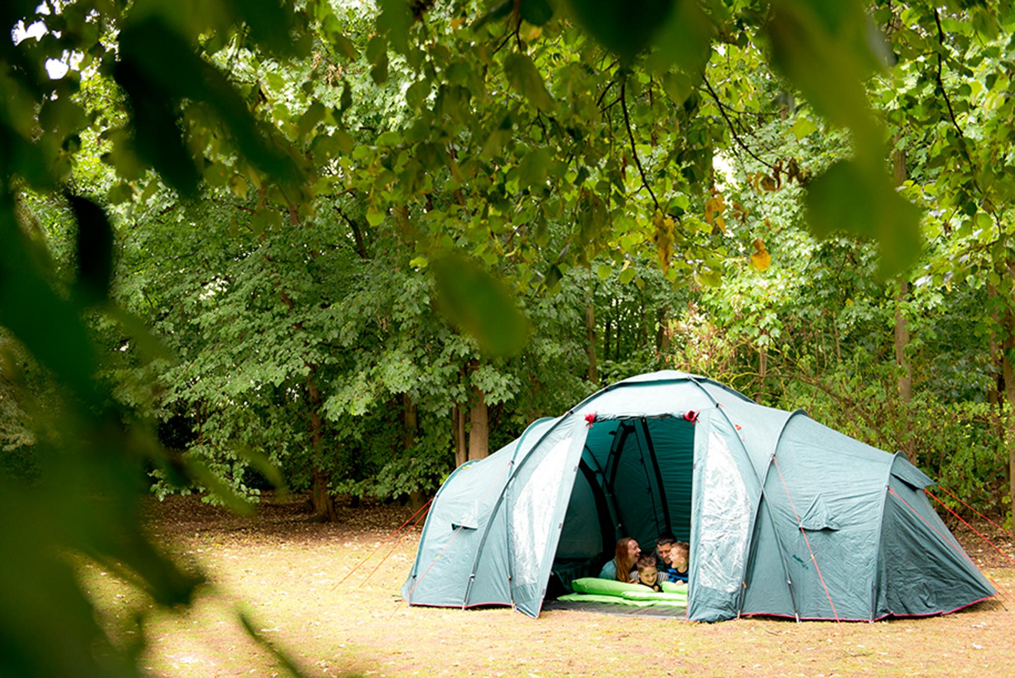 Family in tent